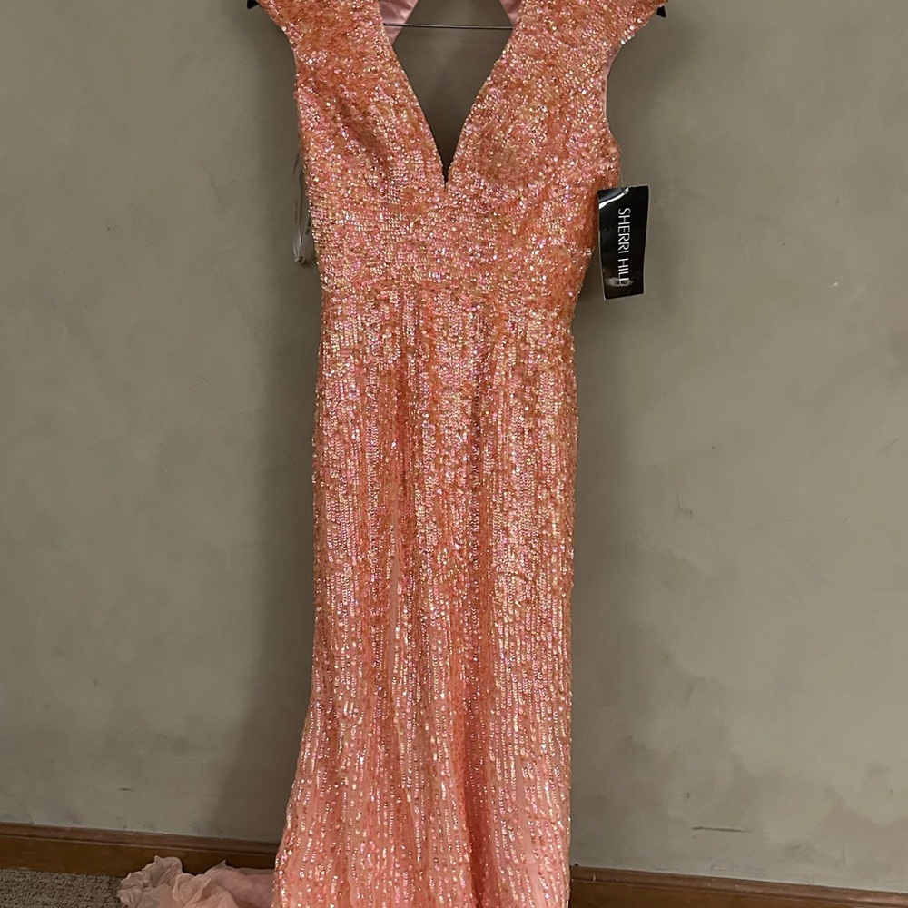 Sherri Hill Peach Sequin Gown